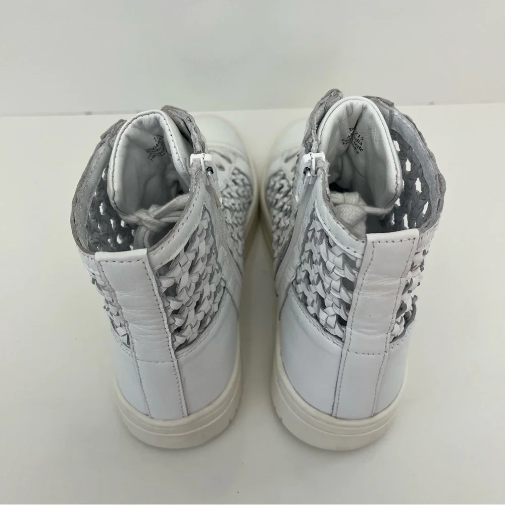 FREE PEOPLE Hayes Woven Leather High Top Sneakers in Ivory - Picture 8 of 13
